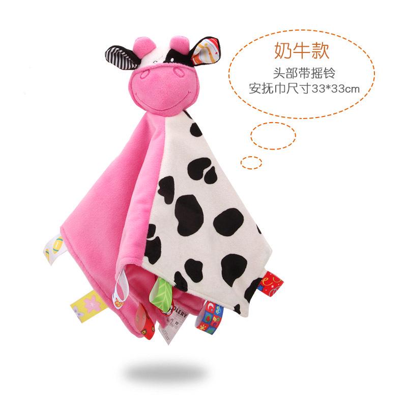 

Plush Blanket Towel Soft Square Doll Sleep Toy with Bell Cow#0