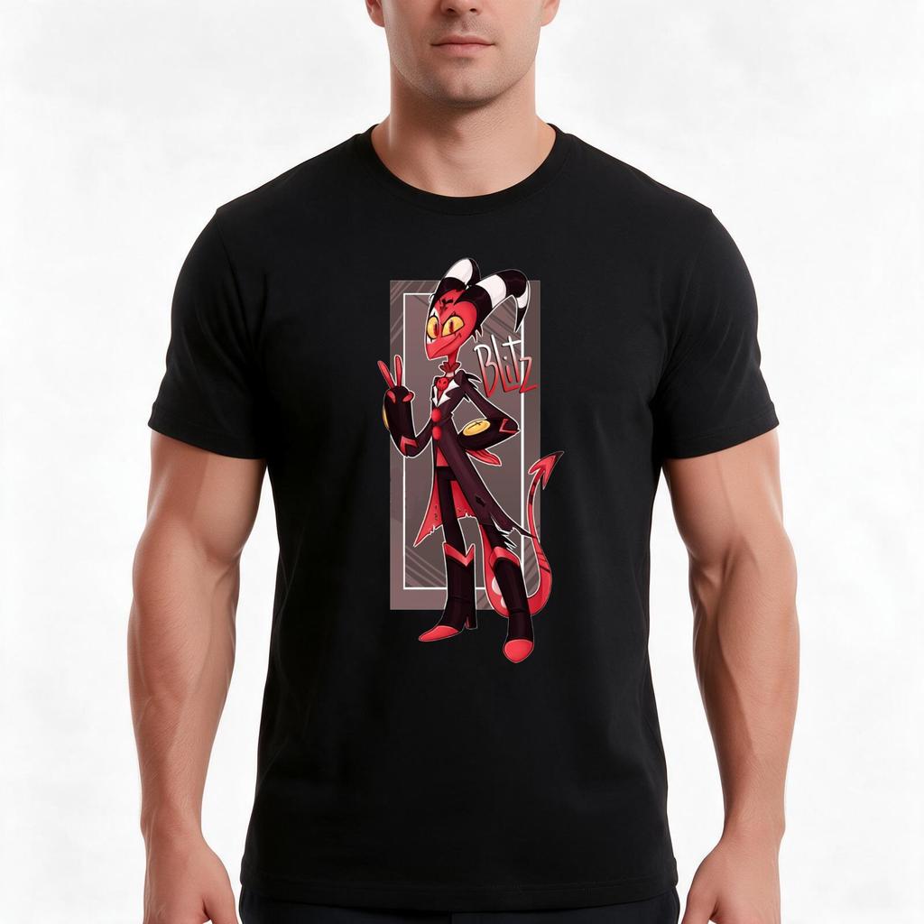 Blitzo Helluva Boss Tshirt Summer Casual Cotton Tee Oversized Streetwear Tops Vintage Graphic Print Unisex Unisex Unisex