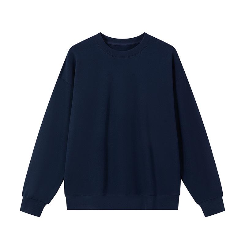 Herrhuvtröja med lös passform, 350g frottébomull, sänkta axlar, rund halsringning och broderad logotyp