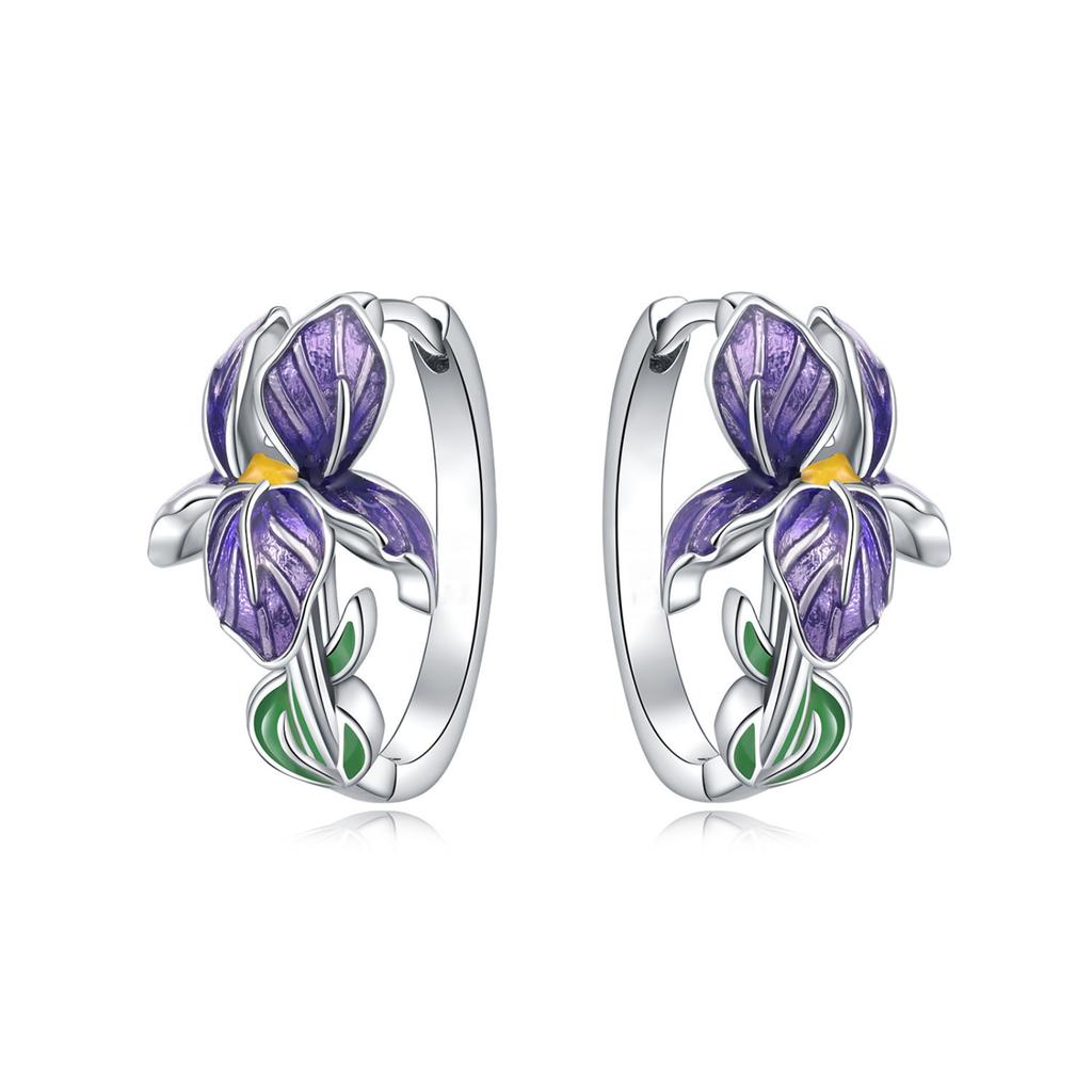 Flower Hoop Earrings, Fashionable Retro Earrings For Women