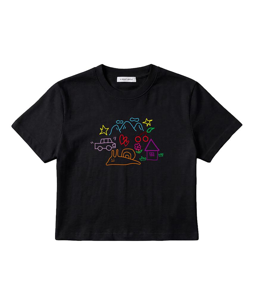Eolaiteuaenggeul Cat Snail Crop Tee (2 Color)