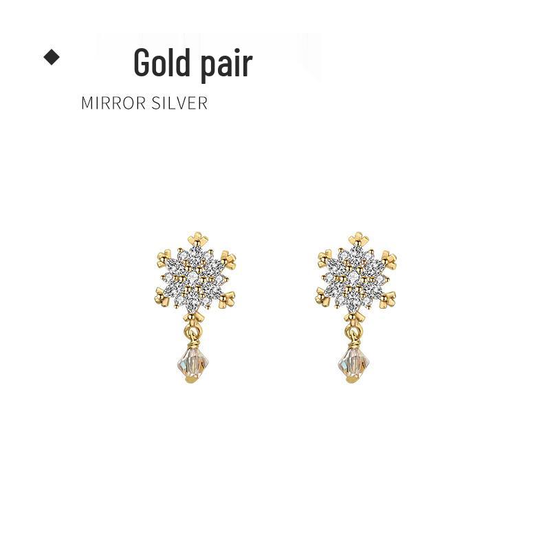 S925 Silver Crystal Snowflake Earrings - 2025 Trendy Light Luxury Studs for Women