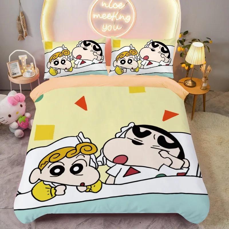 Kreslený Crayon Shin chan , Mikrovláknové ložní soupravy, Dětské ložní prádlo se zipem Pokojová dekorace Povlak na přikrývku pro teenagery dospělé