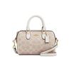 Rowan 18 Classic Print Geantă de mână cu fermoar Piele ecologică cu o singură curea Crossbody Mică pentru femei Culoare Alb vanilie