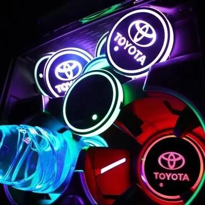 AAAL1 2PCS Car Water Cup Coaster Holder Led Atmosphere Light Luminous for Corolla Camry RAV4 Prado Prius Senna HRV  CHR Avensis