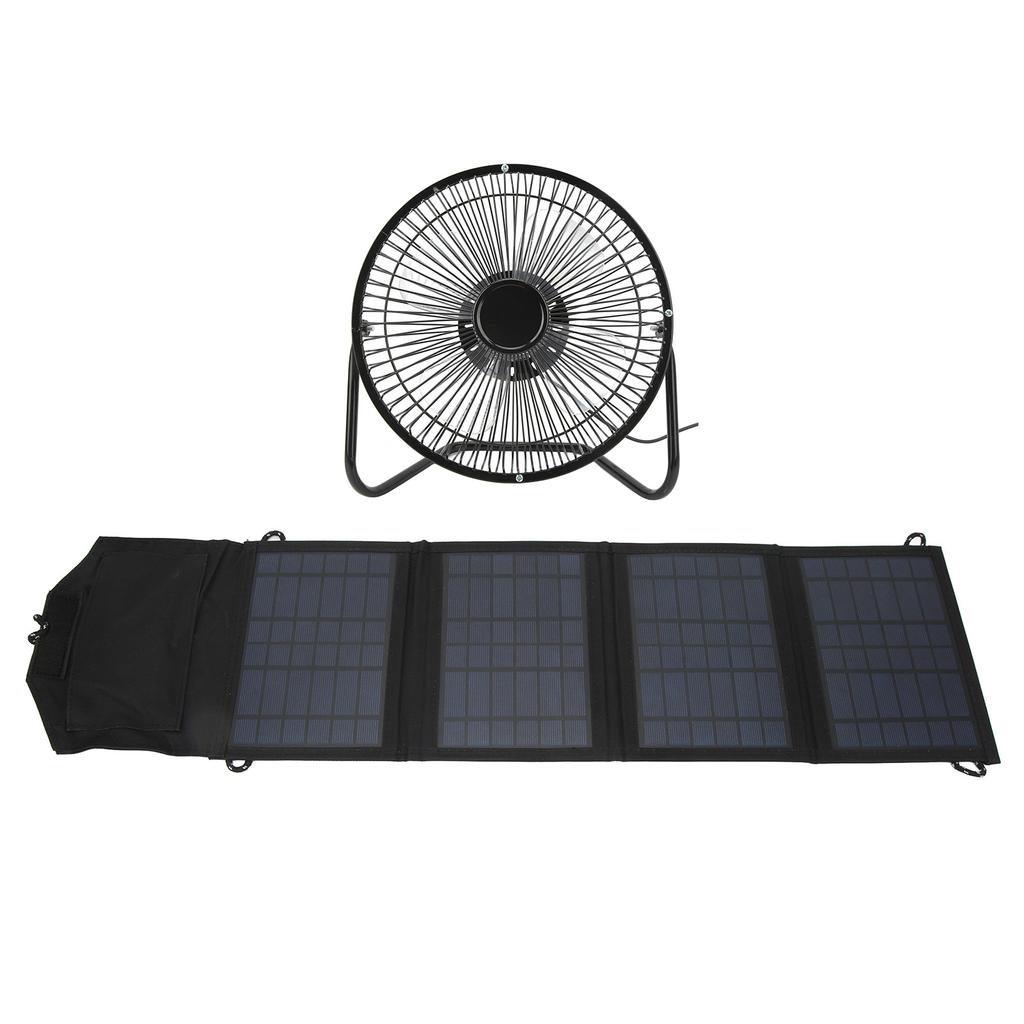 Portable Solar Panel Powered Fan 14W 8 Inch Dual USB Charging Phone Fan for Outdoor Picnic