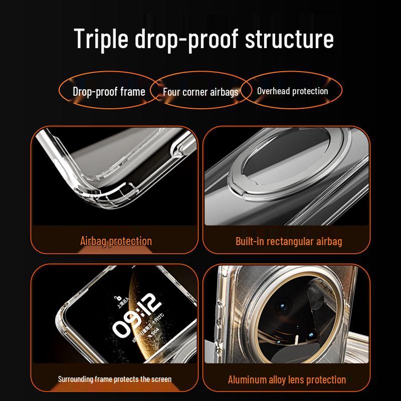 Huawei Magnetic Clear Phone Case with 360° Rotating Kickstand