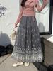 French Fairy Embroidery High-Waist Slim Dress with Cinched A-Line Skirt