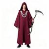 Halloween Gothic Hooded Robe Costume With Chain Detail Medieval Wizard Priest Cosplay Outfit Party