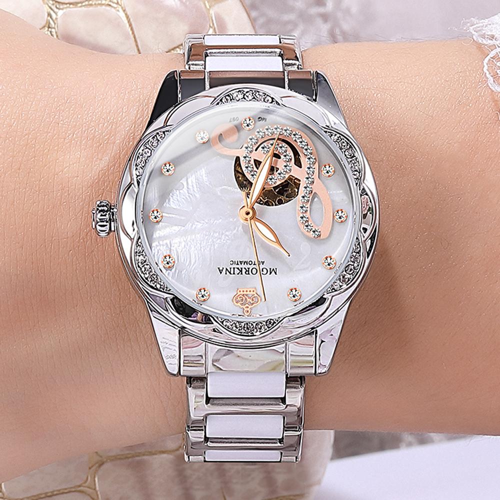 New Luxury Design Women's Watch Diamond Ceramic Stainless Steel Strap Montre Femme Automatic Mechanical Relojes Para Mujer