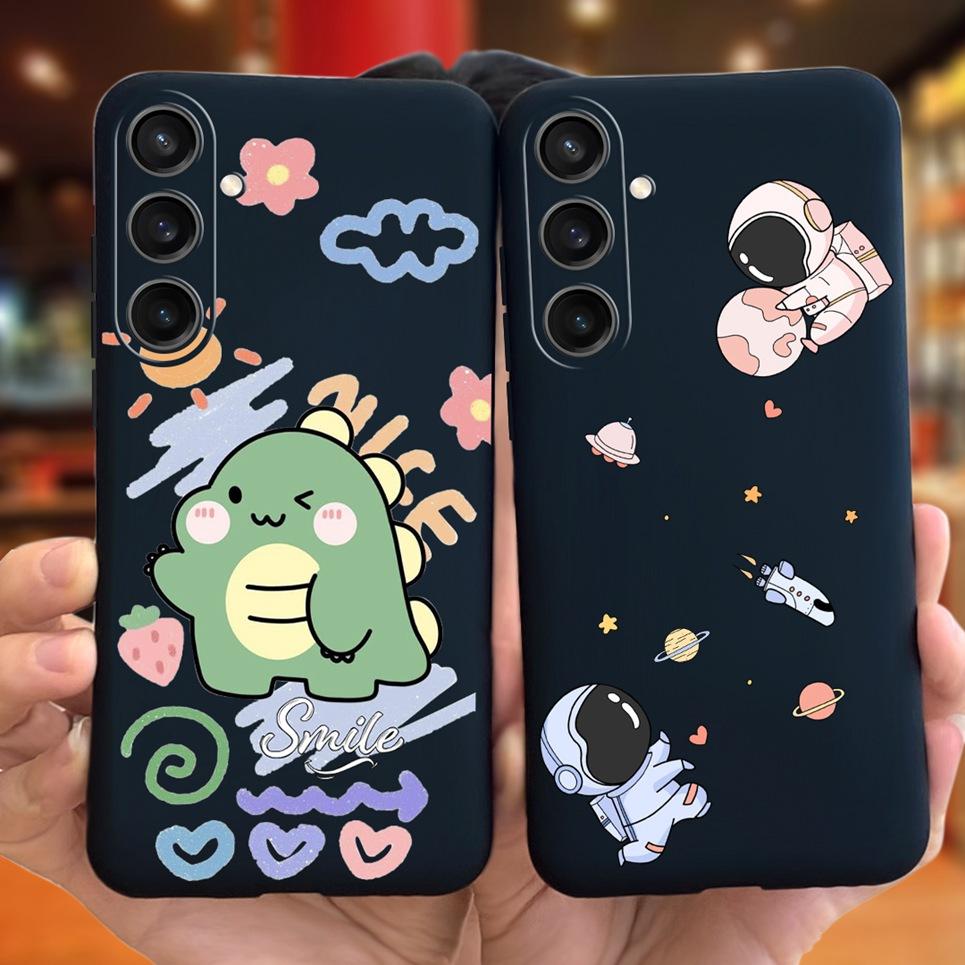 For Funda Cover Samsung A35 5G Case SM-A356E Couple Love Heart Flower Cat Painting Back Shell For Samsung Galaxy A35 5G Etui