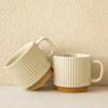 Creative Retro Style Mug Relief Vertical Pattern Ceramic Water Cup Stacking Cup Coffee Cup Household Cup High Value Cup