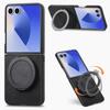 For Samsung Galaxy Z Flip7 5G Phone Case with Rotating Kickstand Stress Relief Retro Leather Back Cover