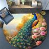 Peacock Garden Round Area Rug,Carpet Rug for Living Room Bedroom Sofa Playroom Decor,Non-slip Floor Mat