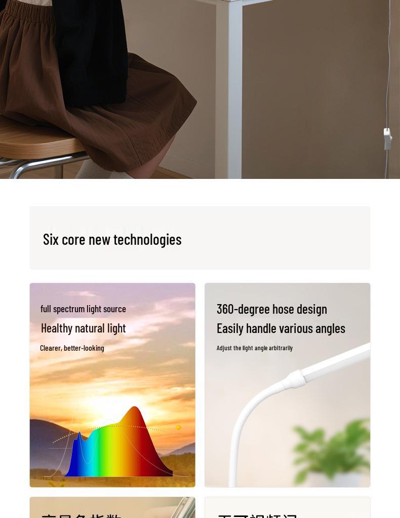 220V LED Clip-On Full Spectrum Beauty Desk Lamp for Manicure, Microblading, and Reading