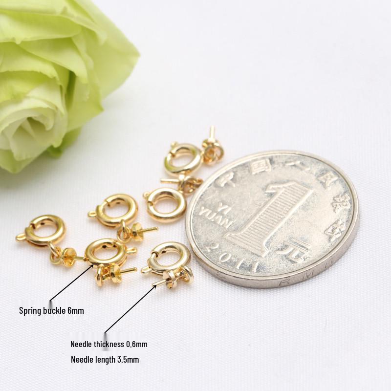 18k Gold-Filled Color-Preserving Eye Pin with Bail Spring Connector for DIY Jewelry