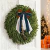 22 Inch Real Touch Christmas Wreath for Front Door Artificial Greenery Pine Cedar Wreath with Bells And Ribbon Bow for Home Porch Wall Window
