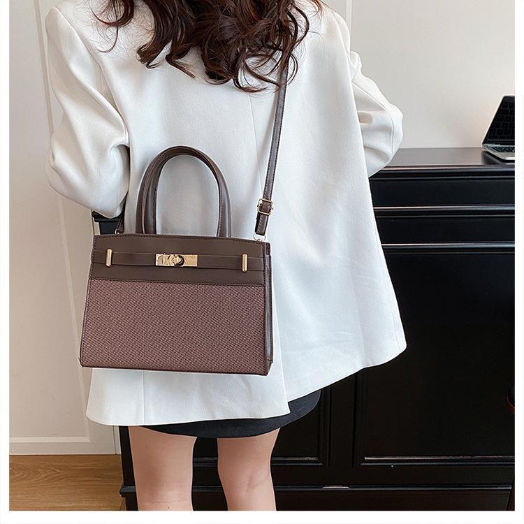 New Women Color Block Handbag Fashion Texture Crossbody Shoulder Commuter Bag CLE