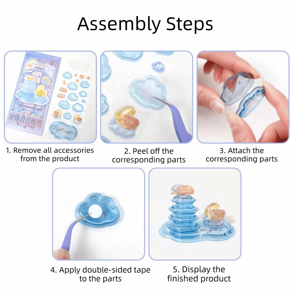 DIY Crystal 3D Stacking Stickers Cartoon 3D Puffy Stickers Fun 3D Embossed Stickers Kids Gift