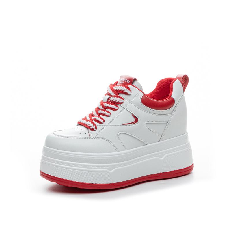 Autumn and winter women's shoes new muffin inner height increase white shoes short platform sports casual board shoes tide