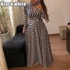 Fashion Women Casual Long Sleeve Dress Maxi Dresses High Waist Flower Dress Party Dress