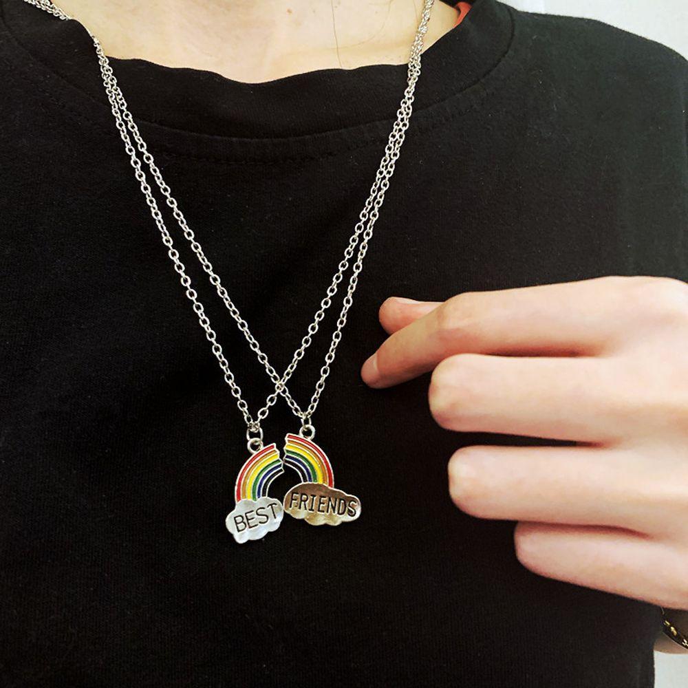 

Oil Pendant Fashion Jewelry Chain Friendship Choker Best Friend Necklace Rainbow Couple Jewelry