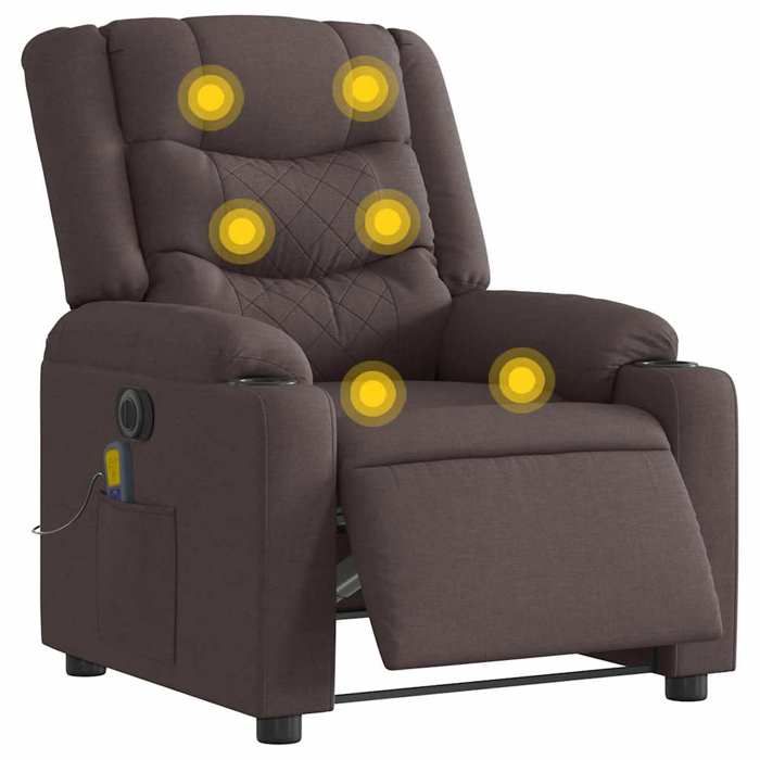 VidaXL Electric Reclining Massage Chair Dark Brown Fabric 3310256