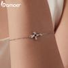 Bamoer 925 Sterling Silver Cross Bracelet Halloween Bones CZ-Plated White Gold Chain Adjustable Party Costume Women