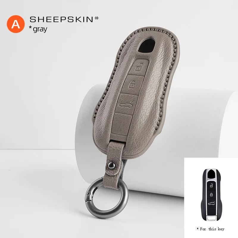 Sheepskin High-Quality Car Key Case Cover Accessories For Porsche Panamera Spyder Carrera Macan Cayman Cayenne 911 970 981 991