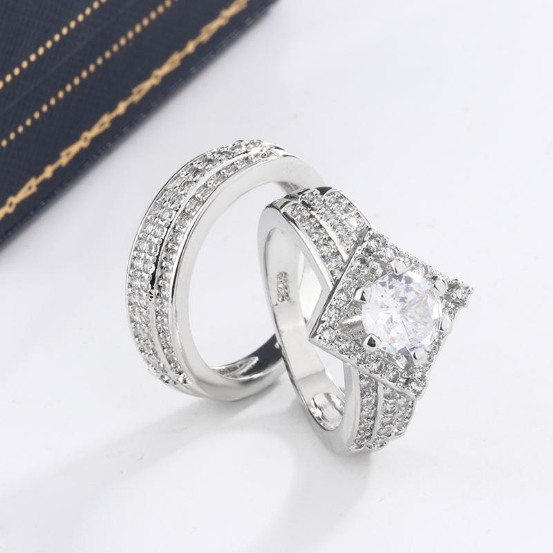 Stylish Diamond-filled Geometric Square Radiant Ladies Ring Engagement Party Jewelry Ethos Ring Fashion Jewelry