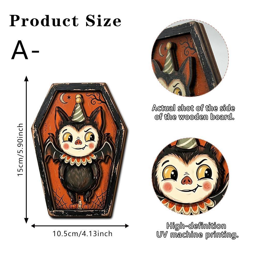 Halloween Wooden Figurine Spooky Party Scene Decor Tabletop Home Gift Craft Ornament