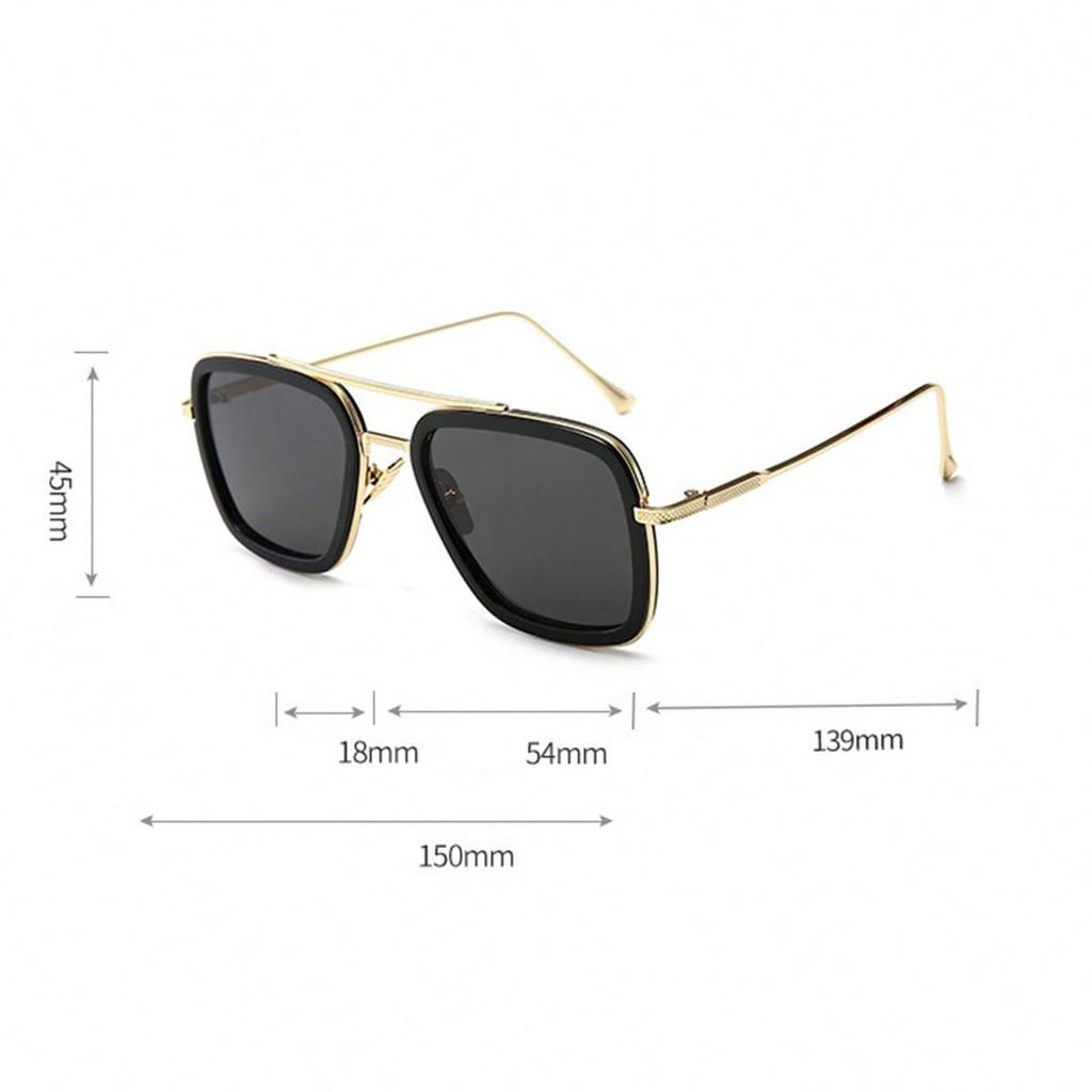 1pair Men's Metal Geometric Frame Pilot Style Retro Fashion Glasses