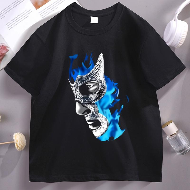 Cotton Mexican Wrestler Demon-Blue Tshirt Men's Designer Cotton T Shirt Cool Comfortable Short Sleeve T-shirt Male Clothes Tops
