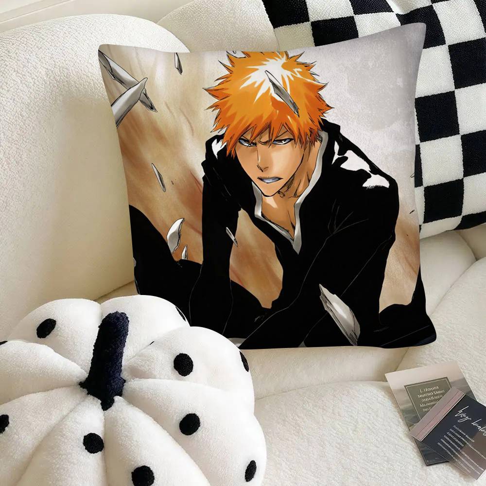 Vintage Bleach Anime Kurosaki Ichigo Kissenbezug Quadratisches Kissen Schlafzimmer Sofa Freizeit Komfort Kissen Auto Heimdekoration