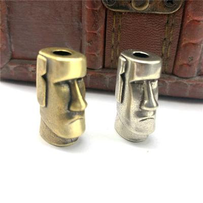 Brass Knife Beads Copper Keychain Pendant Easter Island Stone Catcher Umbrella Paracord Rope Bead EDC Outdoor DIY Pocket Tools