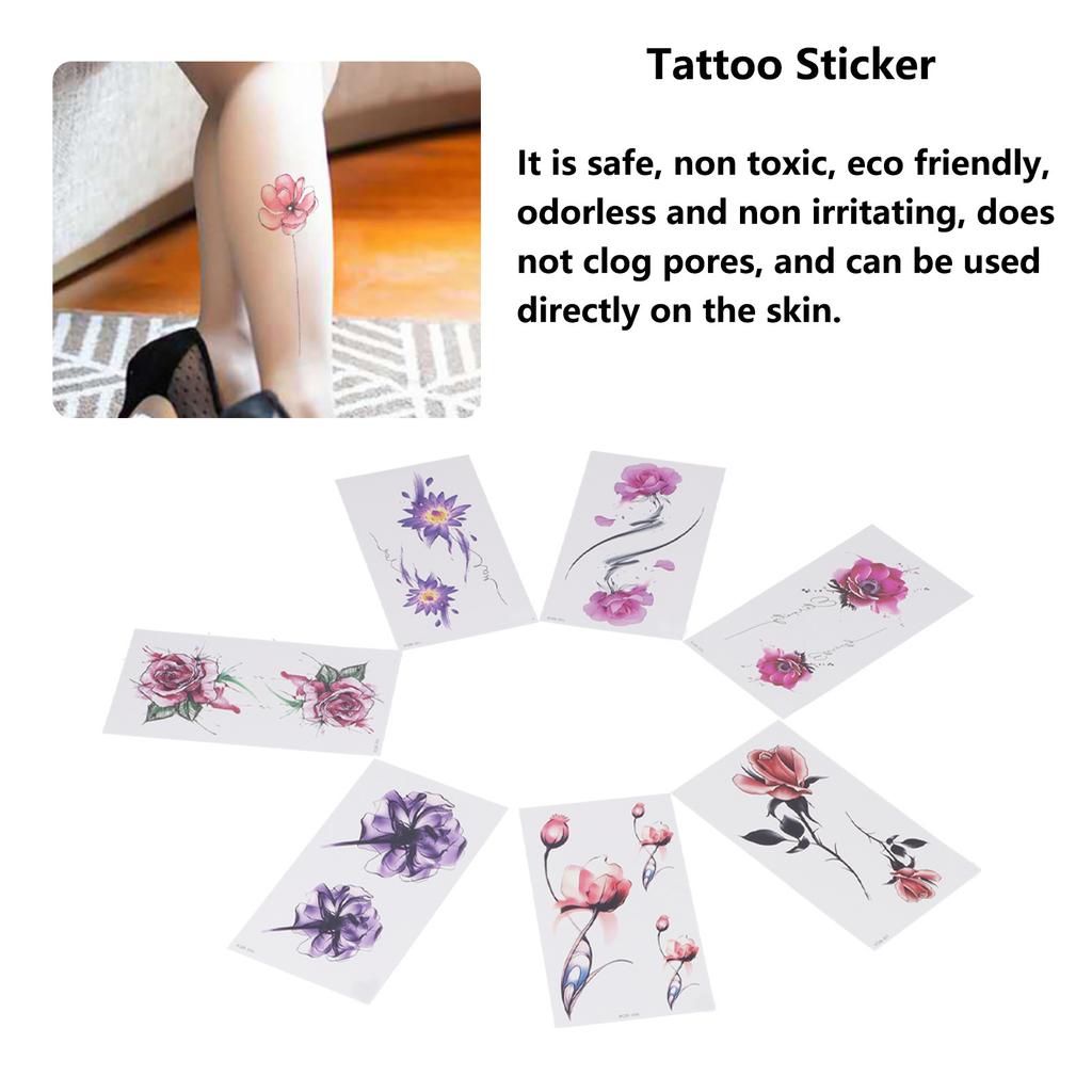 7 Sheet Flower Pattern Women Tattoo Sticker Waterproof Temporary Tattoo Sticker Accessory