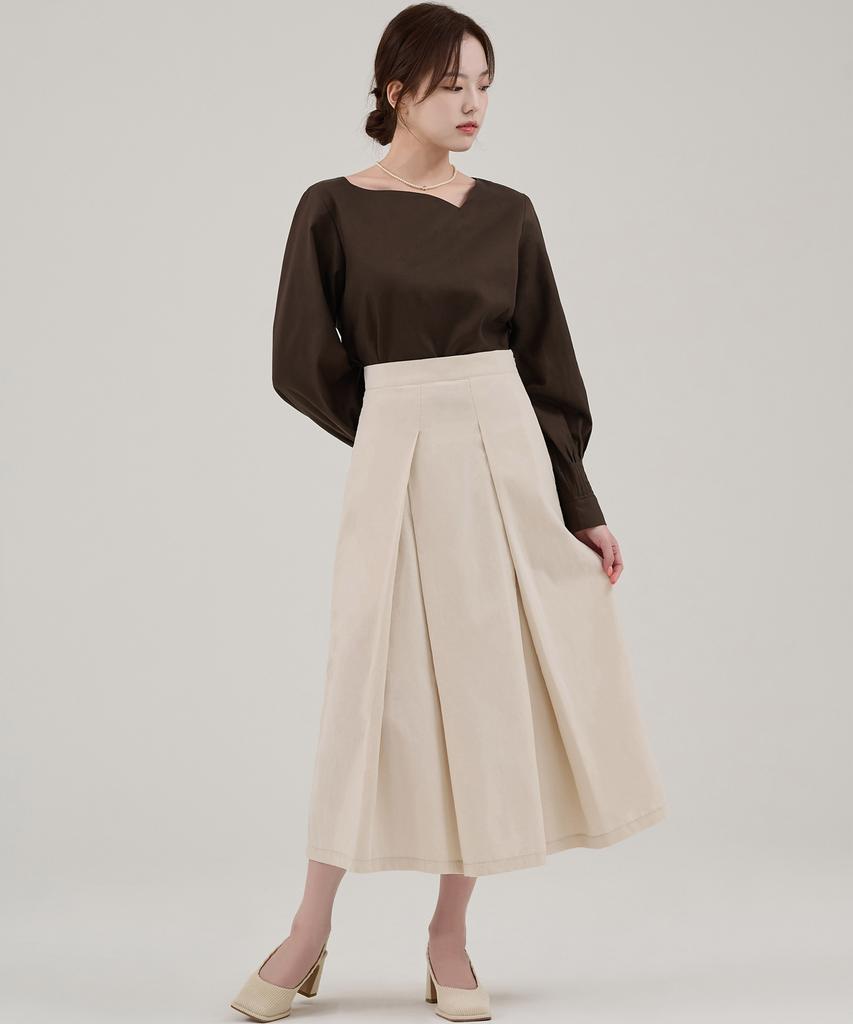 Hye Young Kim Corduroy Pleated Skirt - Ivory