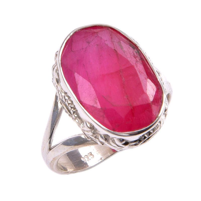 Red Ruby(Simulated) Gemstone Handmade 925 Sterling Silver Gift Ring S.6.5 z4J26
