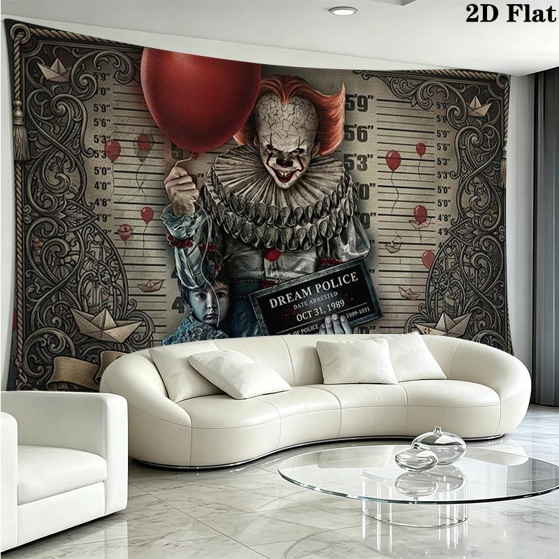 It Clown Wall Tapestry Aesthetic Wall Hanging Printed Fabric Blanket Decorative Tapestries for Bedroom Living Room Home Decor