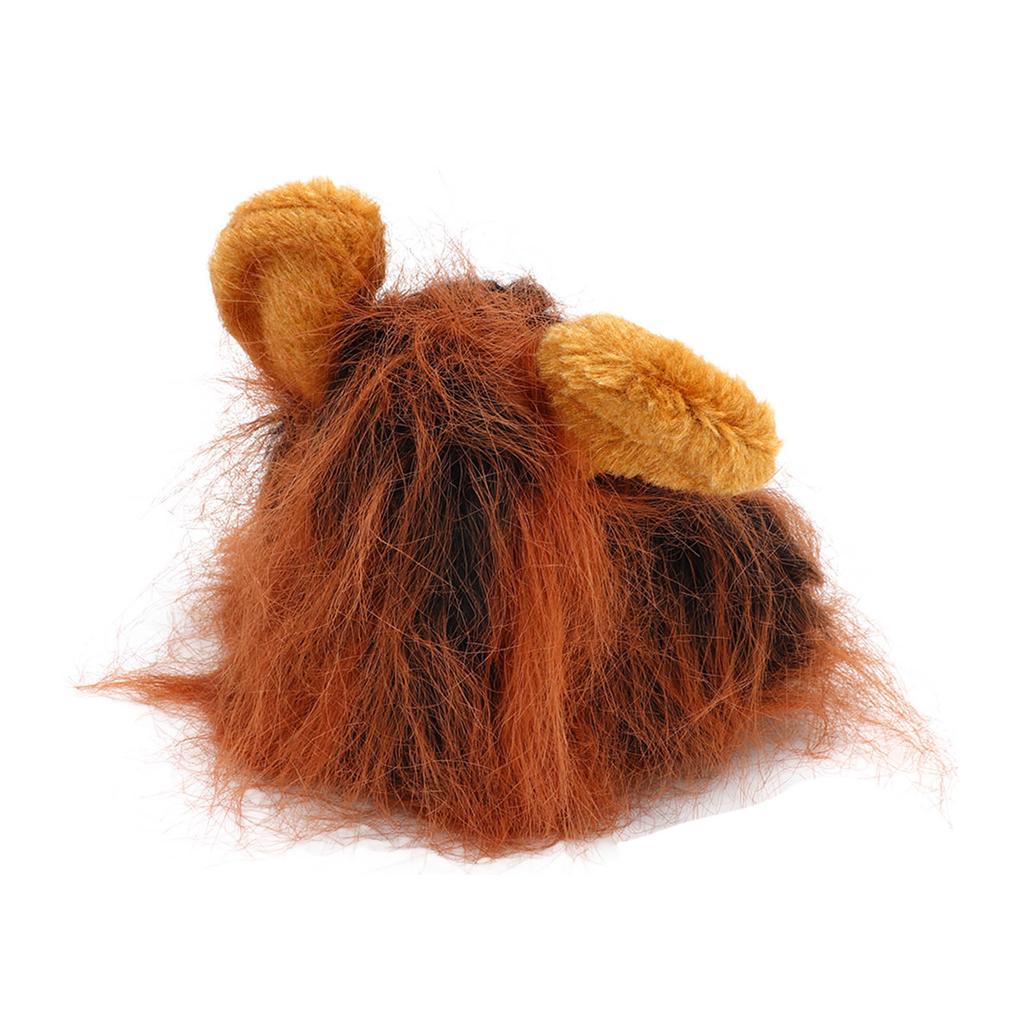 Cat Lion Headgear Decoration Cloth Cute Breathable Pet Lion Wig Lion Mane Costume for Pet Dark Brown