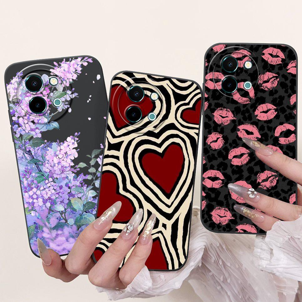 For Vivo Y38 Y58 T3x Y200i Y200t Back Cover Flower Butterfly Women Girly Fashion Phone Case For Vivo V2355 V2388 Liquid Silicone