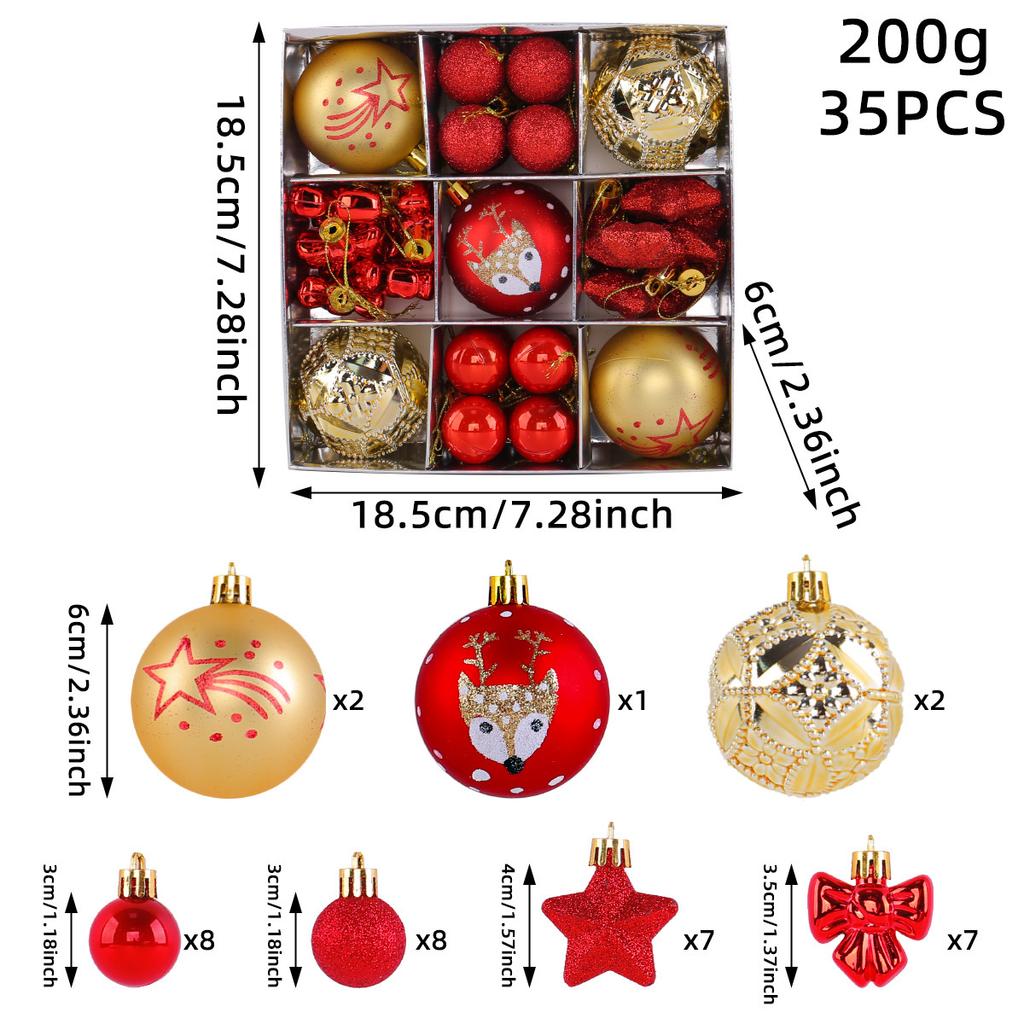 35PCS Christmas Ball Ornaments Set with Gift Box Christmas Decorations Party Ornaments Colorful Ball Set Christmas Tree Ornament
