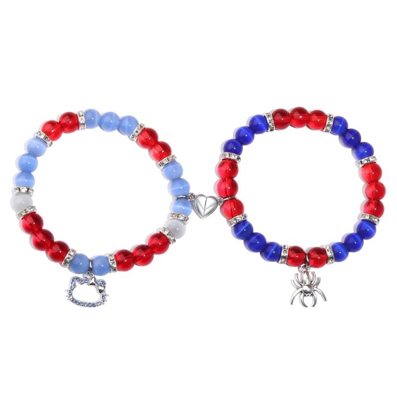 Adjustable Braid Bead Bracelets Christmas Birthday Jewelry Gift Magnetic Couple Matching Bracelets Best Friend Bracelet