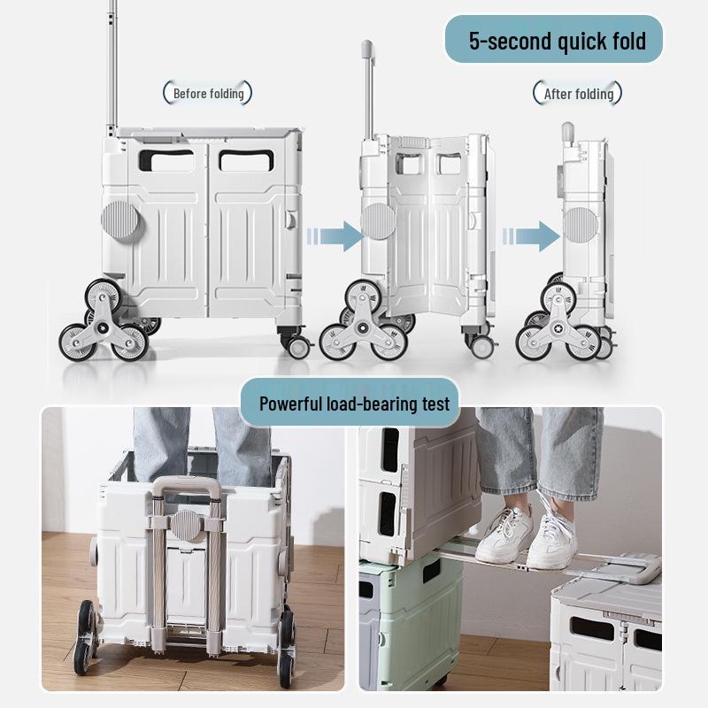 Portable Stair-Climbing Trolley: Folding Cart for Groceries, Camping, and Outdoor Use