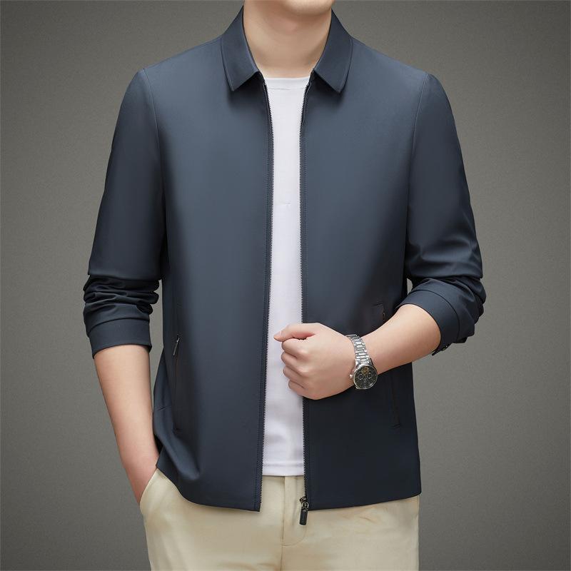 Autumn New Middle-aged and Young Fashion Lapel Jacket Jacket Korean Version Business Casual Long-sleeved Top Jacket
