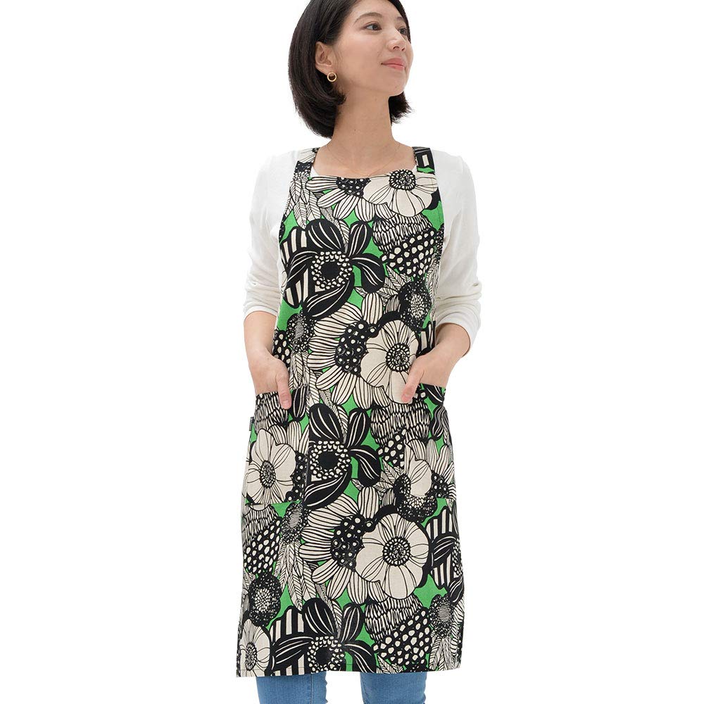 Fabrizm Apron Made in Japan Kitchen Apron Knee Length Back Cross Afra Green 1591zgr Width/68cm Length/82cm