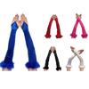 Long Sateen Down Trimmed Musical Gloves Flexible Comfortable Gloves For Theater Performances Special Instances