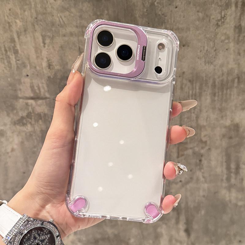 

Apple iPhone 17/16 Pro/15 Pro Max Transparent Lens Stand Case with Airbag Drop Protection iPhone 14