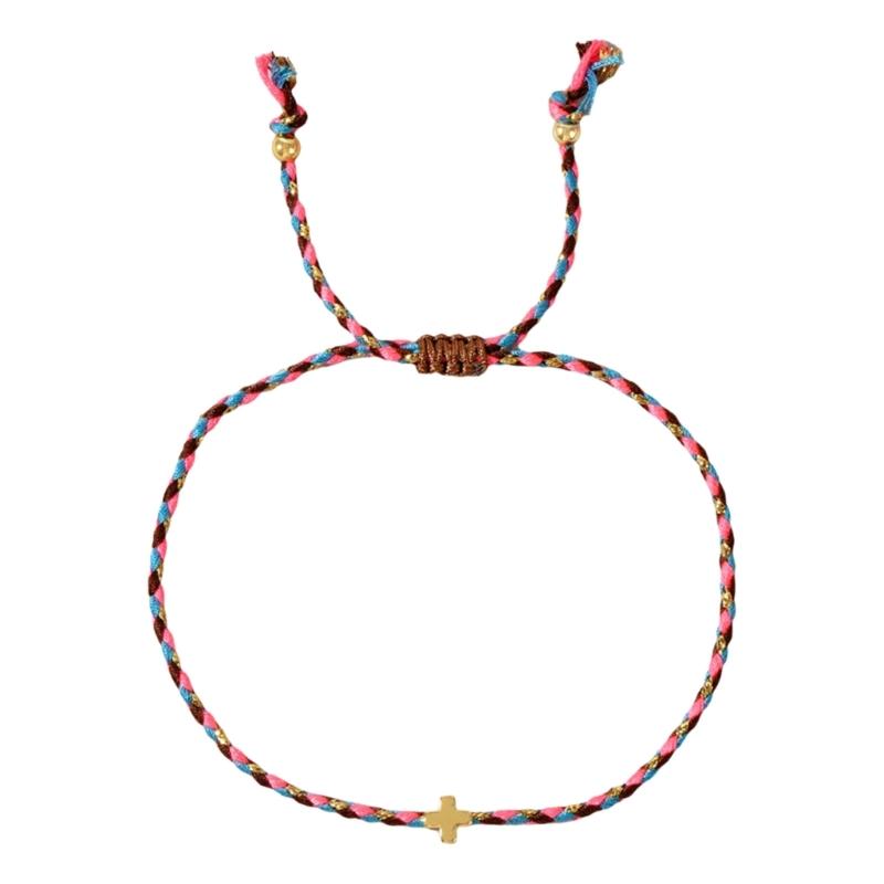 Trendiga bohemiska stilar Robust armband av bomullsrep med eleganta korshänge, för alla kön