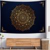 Aesthetic Boho Gold Floral Medallion Tapestry Wall Hanging Bohemian Wall Art Indian Hippie Psychedelic Headboard for Bedroom